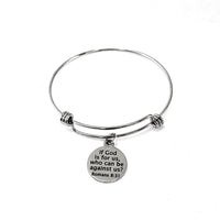 Christian Gift, If God Is For Us Who Can Be Against Us Bracelet, Romans 8 31 Gift, Christian Jewelry, Christian Charm, Bible Verse Gift