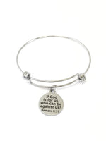 Christian Gift, If God Is For Us Who Can Be Against Us Bracelet, Romans 8 31 Gift, Christian Jewelry, Christian Charm, Bible Verse Gift