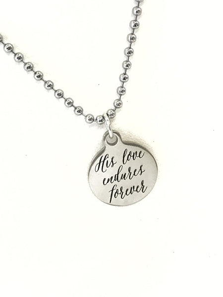 Christian Son Gift, Christian Necklace, His Love Endures Forever Necklace, Son Necklace Scripture Gift, Christian Gift For Son, Psalm 136