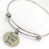 Motivation Gift, Dream Without Fear Bracelet, Charm Bracelet, Encouraging Gift, Daughter Gift, Success Quote, Expanding Stainless Bangle