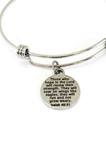 Christian Bracelet, Those Who Hope In The Lord Bracelet, Isaiah 40 31 Bracelet, Christian Gift,  Expanding Bangle Bracelet, Charm Bracelet