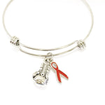 Knock Out ALS Bracelet, ALS Supporter Gift, ALS Fundraiser Gift, Red Awareness Ribbon, Knock Out Amyotrophic Lateral Sclerosis