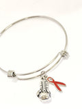 Knock Out ALS Bracelet, ALS Supporter Gift, ALS Fundraiser Gift, Red Awareness Ribbon, Knock Out Amyotrophic Lateral Sclerosis