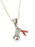 Knock Out ALS Necklace, ALS Jewelry Gift, ALS Awareness Gift, Red Ribbon Necklace, Red Ribbon Supporter, Fundraiser Gift