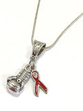 Knock Out ALS Necklace, ALS Jewelry Gift, ALS Awareness Gift, Red Ribbon Necklace, Red Ribbon Supporter, Fundraiser Gift