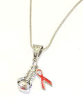 Knock Out ALS Necklace, ALS Jewelry Gift, ALS Awareness Gift, Red Ribbon Necklace, Red Ribbon Supporter, Fundraiser Gift