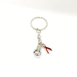 Knock Out ALS Keychain, ALS Supporter Gift, ALS Awareness Gift, Red Ribbon Awareness, Red Ribbon Keychain