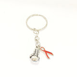 Knock Out ALS Keychain, ALS Supporter Gift, ALS Awareness Gift, Red Ribbon Awareness, Red Ribbon Keychain