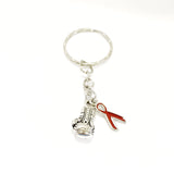 Knock Out ALS Keychain, ALS Supporter Gift, ALS Awareness Gift, Red Ribbon Awareness, Red Ribbon Keychain