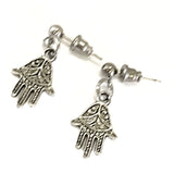 Hamsa Earrings, Hand Of Fatima Earrings, Silver Earrings, Hamsa Jewelry Gift For Her, Protection Gift, Protection Earrings, Hamsa Charm Gift