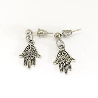 Hamsa Earrings, Hand Of Fatima Earrings, Silver Earrings, Hamsa Jewelry Gift For Her, Protection Gift, Protection Earrings, Hamsa Charm Gift
