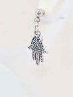 Hamsa Earrings, Hand Of Fatima Earrings, Silver Earrings, Hamsa Jewelry Gift For Her, Protection Gift, Protection Earrings, Hamsa Charm Gift