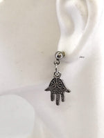 Hamsa Earrings, Hand Of Fatima Earrings, Silver Earrings, Hamsa Jewelry Gift For Her, Protection Gift, Protection Earrings, Hamsa Charm Gift