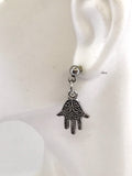 Hamsa Earrings, Hand Of Fatima Earrings, Silver Earrings, Hamsa Jewelry Gift For Her, Protection Gift, Protection Earrings, Hamsa Charm Gift
