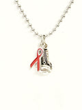 Fighting ALS Necklace, Knock Out ALS Necklace, ALS Supporter Gift, Diagnosis Gift, Red Ribbon Necklace, Red Ribbon Gift For Him
