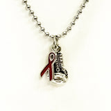 Fighting ALS Necklace, Knock Out ALS Necklace, ALS Supporter Gift, Diagnosis Gift, Red Ribbon Necklace, Red Ribbon Gift For Him