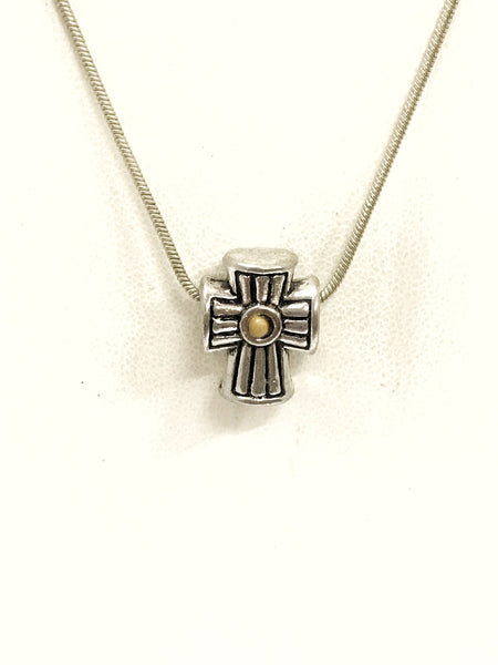 Mustard Seed Necklace, European Bead Cross Necklace, Mustard Seed Faith, Matthew 17 20 Scripture Gift, Faith Jewelry, Christian Jewelry