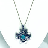 Southwestern Style Cross Necklace, Silvertone Cross Pendant, Christian Cowgirl, Chunky Cross Pendant, Gift For Her, Statement Necklace Gift