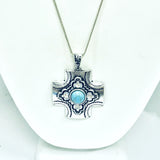 Southwestern Style Cross Necklace, Silvertone Cross Pendant, Christian Cowgirl, Chunky Cross Pendant, Gift For Her, Statement Necklace Gift