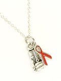 Knock Out ALS Necklace, Fighting ALS Necklace, Red Ribbon Necklace, Red Ribbon Jewelry, Red Ribbon Gift, ALS Supporter Gift, Diagnosis Gift
