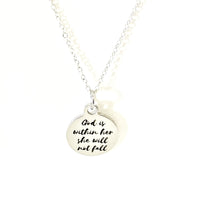 Christian Jewelry, God Is Within Her She Will Not Fall Necklace, Christian Woman, Christian Daughter Jewelry, Psalm 46 5 Scripture Jewelry