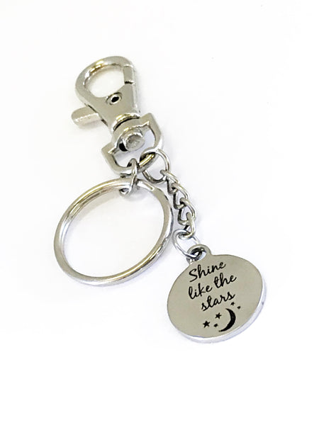 Positivity Gift, Shine Like The Stars Keychain, Positivity Keychain, Positivity Quote, Daughter Gift, Purse Charm, Direct Sales Team Gift