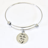 Charm Bracelet, Shine Like The Stars Bracelet, Expanding Bangle, Charm Bangle, Daughter Jewelry, Daughter Bracelet Gift, Stainless Charm