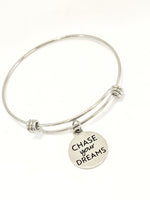 Charm Bracelet, Chase Your Dreams Bracelet, Expanding Bangle, Charm Bangle, Daughter Jewelry, Daughter Bracelet Gift, Stainless Charm