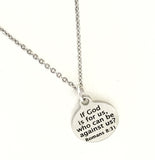 Christian Necklace, Christian Jewelry, If God Is For Us Who Can Be Against Us Necklace, Christian Gift, Bible Verse Necklace, Anti Bullying