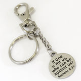 Christian Gift, If God Is For Us Who Can Be Against Us Keychain, Christian Keychain, Christian Daughter Gift For Her, Bible Verse Gift
