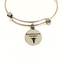 Pseudotumor Cerebri Medical Charm Bracelet, Pseudotumor Cerebri Awareness Jewelry, Medical Notification, Medical Awareness, Caduceus