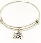 God First Expandable Bangle Charm Bracelet, Religious Jewelry, Baptism Christian Gift For Her, Religious Graduation Gift, Confirmation Gift