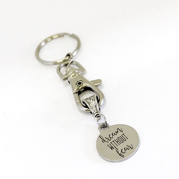 Keychain Gift, Dream Without Fear Keychain, Success Quote Gift, Motivational Quote, Charm Keychain, Success Quote, Direct Sales Team Gift