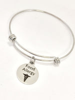 Food Allergy Medical Charm Bracelet, Food Allergy Awareness Jewelry, Food Allergy Notification, Medical Awareness, Caduceus