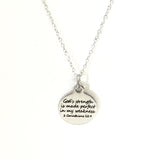 Christian Jewelry, God’s Strength Is Made Perfect In My Weakness Necklace, Scripture Jewelry, Christian Gift, Bible Verse Jewelry