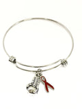 Knock Out ALS Bracelet, ALS Supporter Gift, ALS Fundraiser Gift, Red Awareness Ribbon, Knock Out Amyotrophic Lateral Sclerosis