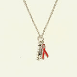 Fight ALS Necklace, Knock Out ALS Necklace, ALS Awareness Gift, Fundraiser Gift, Supporter Gift, Red Ribbon Necklace, Red Ribbon Gift