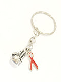 Knock Out ALS Keychain, ALS Supporter Gift, ALS Awareness Gift, Red Ribbon Awareness, Red Ribbon Keychain