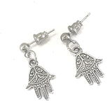 Hamsa Earrings, Hand Of Fatima Earrings, Silver Earrings, Hamsa Jewelry Gift For Her, Protection Gift, Protection Earrings, Hamsa Charm Gift