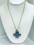 Southwestern Style Cross Necklace, Silvertone Cross Pendant, Christian Cowgirl, Chunky Cross Pendant, Gift For Her, Statement Necklace Gift