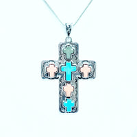 Large Cross Pendant Necklace, Southwestern Style Cross, Christian Cowgirl Style, Statement Necklace, Christian Jewelry Gift, Wife Jewelry