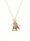 Knock Out ALS Necklace, Fighting ALS Necklace, Red Ribbon Necklace, Red Ribbon Jewelry, Red Ribbon Gift, ALS Supporter Gift, Diagnosis Gift