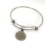 Christian Gift, God Has Redeemed Us Bracelet, Isaiah 43 1 Bible Quote, We Are His, Expanding Charm Bangle Bracelet, Scripture Gift