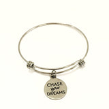 Charm Bracelet, Chase Your Dreams Bracelet, Expanding Bangle, Charm Bangle, Daughter Jewelry, Daughter Bracelet Gift, Stainless Charm