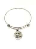 Charm Bracelet, Chase Your Dreams Bracelet, Expanding Bangle, Charm Bangle, Daughter Jewelry, Daughter Bracelet Gift, Stainless Charm