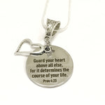 Bible Verse Necklace, Guard Your Heart Necklace, Prov 4 23 Necklace, Bible Verse Jewelry, Bible Verse Gift For Her, Daughter Gift