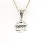 Christian Necklace, He Heals The Broken-hearted Necklace, Psalms 147 3 Christian Gift, Christian Jewelry, Scripture Gift