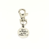 God Is The Strength Of My Heart Christian Bag Charm, Christian Gift, Heart Charm, Bag Tag, Purse Charm, Christian Charm, Psalms 73 26 Charm