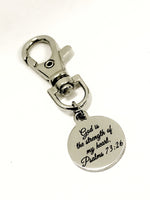 God Is The Strength Of My Heart Christian Bag Charm, Christian Gift, Heart Charm, Bag Tag, Purse Charm, Christian Charm, Psalms 73 26 Charm