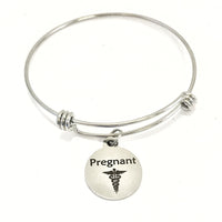 Pregnant Medical Charm Bracelet, Pregnant Medical Awareness Jewelry, Pregnant Notification, Pregnancy Jewelry, Medical Awareness, Caduceus